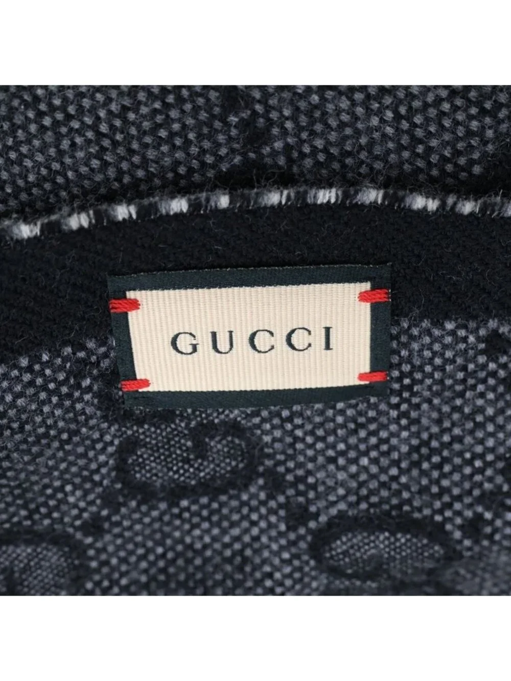 Gucci GG Jacquard Scarf Wool Gray